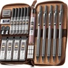 image:imageNicpro 33PCS Black Metal Mechanical Pencil Set in Leather Case Art Drafting Pencil 03 05 07 09 mm 2mm Lead Holders for Sketching Drawing with 18 Tube 6B 4B 2B HB 2H 4H Colors Lead RefillsBlack