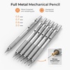 image:imageNicpro 33PCS Black Metal Mechanical Pencil Set in Leather Case Art Drafting Pencil 03 05 07 09 mm 2mm Lead Holders for Sketching Drawing with 18 Tube 6B 4B 2B HB 2H 4H Colors Lead RefillsSilver