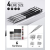 image:imageNicpro 38PCS Art Mechanical Pencils Set in Leather Case 3 PCS Metal Drafting Pencil 05 07 09 mm amp 5 PCS 2mm Lead Holder 6B 4B 2B HB 2H 4H Colors For Sketching Drawing With 20 Tube Lead Refills38PCS