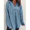 imageSHEWIN Oversized Sweatshirts for Women Loose Fit Casual Long Sleeve Button Hooded Sweatshirt Hoodie with PocketBlue