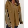 imageSHEWIN Oversized Sweatshirts for Women Loose Fit Casual Long Sleeve Button Hooded Sweatshirt Hoodie with PocketBrown