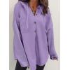 imageSHEWIN Oversized Sweatshirts for Women Loose Fit Casual Long Sleeve Button Hooded Sweatshirt Hoodie with PocketPurple