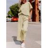 imageSHEWIN Womens 2 Piece Outfits Sweatsuit Casual Short Sleeve Pullover Tops and Drawstring Wide Leg Pants Lounge SetsB Apricot