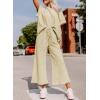 imageSHEWIN Womens 2 Piece Outfits Sweatsuit Casual Short Sleeve Pullover Tops and Drawstring Wide Leg Pants Lounge SetsB Apricot