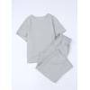imageSHEWIN Womens 2 Piece Outfits Sweatsuit Casual Short Sleeve Pullover Tops and Drawstring Wide Leg Pants Lounge SetsB Grey