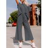 imageSHEWIN Womens 2 Piece Outfits Sweatsuit Casual Short Sleeve Pullover Tops and Drawstring Wide Leg Pants Lounge SetsC Dark Grey