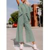 imageSHEWIN Womens 2 Piece Outfits Sweatsuit Casual Short Sleeve Pullover Tops and Drawstring Wide Leg Pants Lounge SetsC Light Green