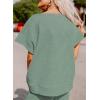 imageSHEWIN Womens 2 Piece Outfits Sweatsuit Casual Short Sleeve Pullover Tops and Drawstring Wide Leg Pants Lounge SetsC Light Green