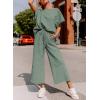 imageSHEWIN Womens 2 Piece Outfits Sweatsuit Casual Short Sleeve Pullover Tops and Drawstring Wide Leg Pants Lounge SetsC Light Green