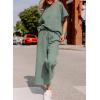 imageSHEWIN Womens 2 Piece Outfits Sweatsuit Casual Short Sleeve Pullover Tops and Drawstring Wide Leg Pants Lounge SetsC Light Green