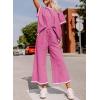 imageSHEWIN Womens 2 Piece Outfits Sweatsuit Casual Short Sleeve Pullover Tops and Drawstring Wide Leg Pants Lounge SetsD Stripe Hot Pink