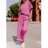 imageSHEWIN Womens 2 Piece Outfits Sweatsuit Casual Short Sleeve Pullover Tops and Drawstring Wide Leg Pants Lounge SetsD Stripe Hot Pink