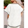 imageSHEWIN Womens 2 Piece Outfits Sweatsuit Casual Short Sleeve Pullover Tops and Drawstring Wide Leg Pants Lounge SetsD Striped White Black