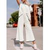 imageSHEWIN Womens 2 Piece Outfits Sweatsuit Casual Short Sleeve Pullover Tops and Drawstring Wide Leg Pants Lounge SetsD Striped White Black