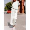 imageSHEWIN Womens 2 Piece Outfits Sweatsuit Casual Short Sleeve Pullover Tops and Drawstring Wide Leg Pants Lounge SetsD Striped White Black