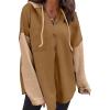 imageSHEWIN Oversized Sweatshirts for Women Loose Fit Casual Long Sleeve Button Hooded Sweatshirt Hoodie with PocketKhaki