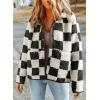 imageSHEWIN Jackets For Women Causal Sherpa Fall Jacket Loose Button Down Plaid Winter CoatsBlack Run Big  Order One Size Down