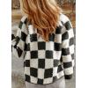 imageSHEWIN Jackets For Women Causal Sherpa Fall Jacket Loose Button Down Plaid Winter CoatsBlack Run Big  Order One Size Down