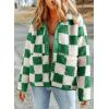 imageSHEWIN Jackets For Women Causal Sherpa Fall Jacket Loose Button Down Plaid Winter CoatsBlackish Green Run Big  Order One Size Down