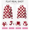 imageSHEWIN Jackets For Women Causal Sherpa Fall Jacket Loose Button Down Plaid Winter CoatsFiery Red Run Big  Order One Size Down
