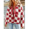 imageSHEWIN Jackets For Women Causal Sherpa Fall Jacket Loose Button Down Plaid Winter CoatsFiery Red Run Big  Order One Size Down