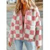 imageSHEWIN Jackets For Women Causal Sherpa Fall Jacket Loose Button Down Plaid Winter CoatsFushia Run Big  Order One Size Down