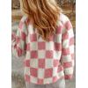 imageSHEWIN Jackets For Women Causal Sherpa Fall Jacket Loose Button Down Plaid Winter CoatsFushia Run Big  Order One Size Down