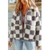 imageSHEWIN Jackets For Women Causal Sherpa Fall Jacket Loose Button Down Plaid Winter CoatsGrey Run Big  Order One Size Down