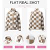 imageSHEWIN Jackets For Women Causal Sherpa Fall Jacket Loose Button Down Plaid Winter CoatsPale Khaki Run Big  Order One Size Down