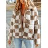 imageSHEWIN Jackets For Women Causal Sherpa Fall Jacket Loose Button Down Plaid Winter CoatsPale Khaki Run Big  Order One Size Down