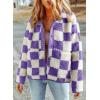 imageSHEWIN Jackets For Women Causal Sherpa Fall Jacket Loose Button Down Plaid Winter CoatsWisteria Run Big  Order One Size Down