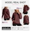 imageSHEWIN Womens Casual Hoodies Long Sleeve Solid Lightweight Pullover Tops Loose Sweatshirt with Pocket1 Wine Red