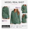 imageSHEWIN Womens Casual Hoodies Long Sleeve Solid Lightweight Pullover Tops Loose Sweatshirt with PocketA Green