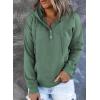imageSHEWIN Womens Casual Hoodies Long Sleeve Solid Lightweight Pullover Tops Loose Sweatshirt with PocketA Green