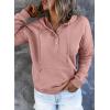 imageSHEWIN Womens Casual Hoodies Long Sleeve Solid Lightweight Pullover Tops Loose Sweatshirt with PocketA Pink