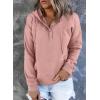 imageSHEWIN Womens Casual Hoodies Long Sleeve Solid Lightweight Pullover Tops Loose Sweatshirt with PocketA Pink