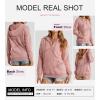 imageSHEWIN Womens Casual Hoodies Long Sleeve Solid Lightweight Pullover Tops Loose Sweatshirt with PocketA Pink