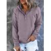 imageSHEWIN Womens Casual Hoodies Long Sleeve Solid Lightweight Pullover Tops Loose Sweatshirt with PocketB Purple