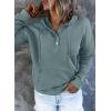 imageSHEWIN Womens Casual Hoodies Long Sleeve Solid Lightweight Pullover Tops Loose Sweatshirt with PocketD Lake Blue