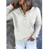 imageSHEWIN Womens Casual Hoodies Long Sleeve Solid Lightweight Pullover Tops Loose Sweatshirt with PocketD White Grey