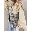 imageSHEWIN Womens Oversized Denim Jacket Casual Long Sleeve Button Down Plaid Shacket Boyfriend Jean Jacket With PocketsApricot
