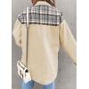 imageSHEWIN Womens Oversized Denim Jacket Casual Long Sleeve Button Down Plaid Shacket Boyfriend Jean Jacket With PocketsApricot