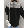 imageSHEWIN Womens Oversized Denim Jacket Casual Long Sleeve Button Down Plaid Shacket Boyfriend Jean Jacket With PocketsBlack