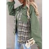 imageSHEWIN Womens Oversized Denim Jacket Casual Long Sleeve Button Down Plaid Shacket Boyfriend Jean Jacket With PocketsGreen