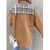 imageSHEWIN Womens Oversized Denim Jacket Casual Long Sleeve Button Down Plaid Shacket Boyfriend Jean Jacket With PocketsKhaki