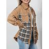 imageSHEWIN Womens Oversized Denim Jacket Casual Long Sleeve Button Down Plaid Shacket Boyfriend Jean Jacket With PocketsKhaki