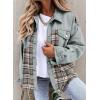 imageSHEWIN Womens Oversized Denim Jacket Casual Long Sleeve Button Down Plaid Shacket Boyfriend Jean Jacket With PocketsLake Green