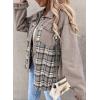 imageSHEWIN Womens Oversized Denim Jacket Casual Long Sleeve Button Down Plaid Shacket Boyfriend Jean Jacket With PocketsLight Grey