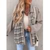 imageSHEWIN Womens Oversized Denim Jacket Casual Long Sleeve Button Down Plaid Shacket Boyfriend Jean Jacket With PocketsLight Grey