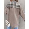 imageSHEWIN Womens Oversized Denim Jacket Casual Long Sleeve Button Down Plaid Shacket Boyfriend Jean Jacket With PocketsLight Grey